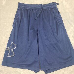 Under Armour Gym Shorts HeatGear Loose Blue With Pockets Athletic‎ Mens Small